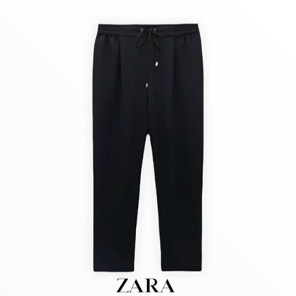 ZARA | Black | SATIN PAJAMA STYLE PANTS - Picture 1 of 8
